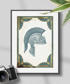 Plakat hełm żołnierski z okresu starożytności