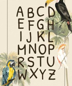 Zabawne ptaki na zielonych palmach- plakat dla dzieci
