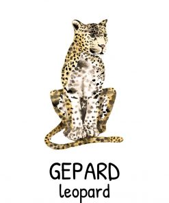 plakat dla dzieci z gepardem w cętki
