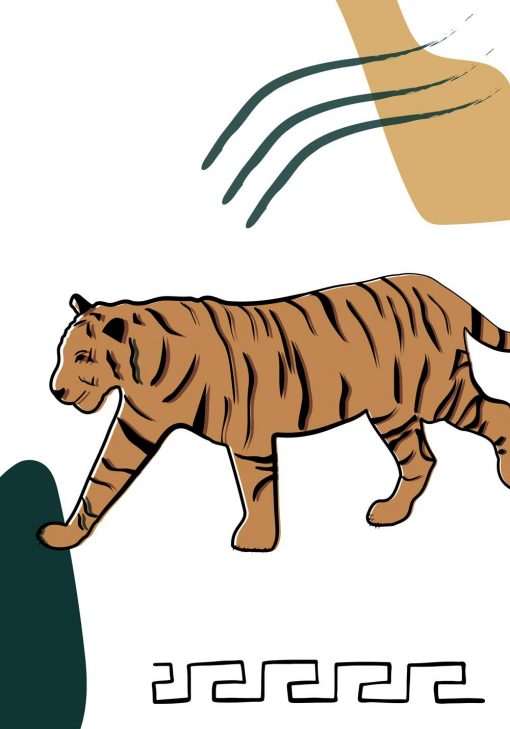 Plakat z tygrysem w tonacji brązu