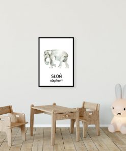 Plakat edukacyjny ze słoniem dla dzieci