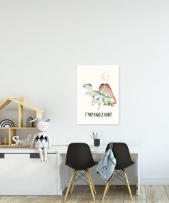 Plakat do pokoju dziecinnego z zielonym dinozaurem