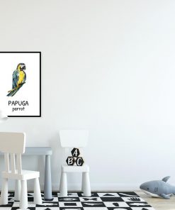 Plakat z papugą dla dzieci