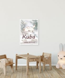 Plakat dla dziecka - Metryczka z królikiem