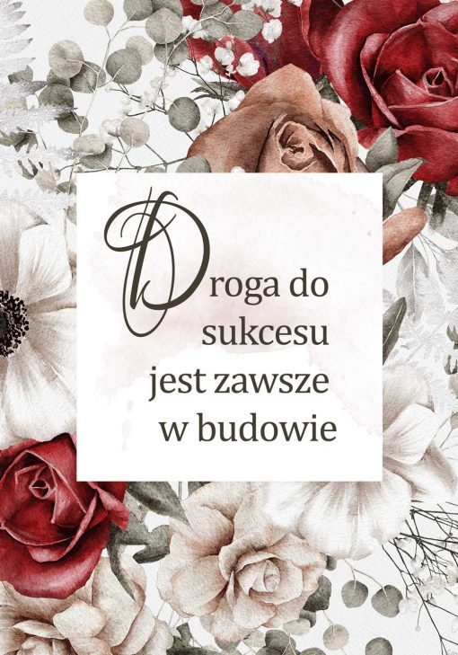 Plakat z motywem kwiatowym i typografią