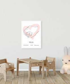 Artystyczny plakat dla dziewczynki z motywem różowego serduszka