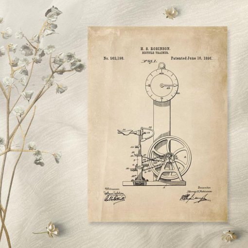 Plakat ze starą ryciną bicycle trainer