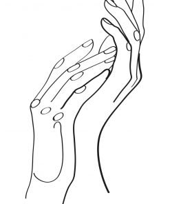 Minimalistyczny plakat i kobiece dłonie - szkic