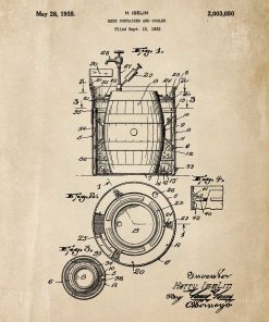 Plakat z patentem na budowę beczek do warzenia piwa