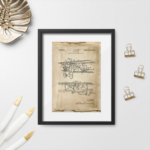 Plakat z patentem na pierwszy samolot