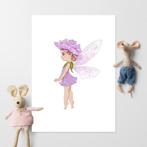 Plakat dla dziewczynki z leśnym liliowym elfem