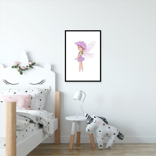 Plakat do pokoju dziewczynki z leśnym liliowym elfem