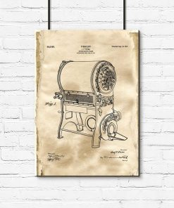 Poster z rysunkiem patentowym urządzenia do prażenia kawy dla baristy