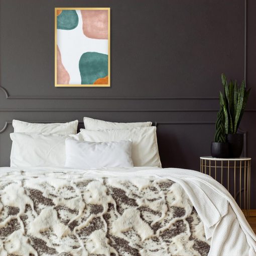 Pastelowy plakat z turkusową abstrakcją do sypialni