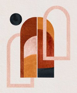 Plakat z abstrakcyjnymi oknami w kolorze brązowym