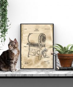 Poster z rysunkiem patentowym urządzenia do prażenia kawy do jadalni