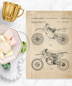 Plakat w stylu vintage z patentem na motocykl