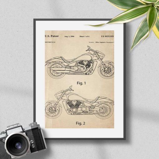 Plakat koncepcja japońskiego motocykla do oprawienia