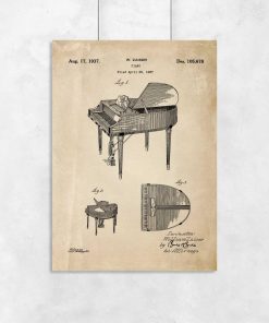 Plakat retro - Patent na fortepian dla muzyka