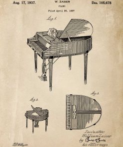 Plakat retro - Patent na fortepian