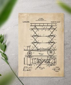 Plakat retro - patent na urządzenie do gaszenia pożaru