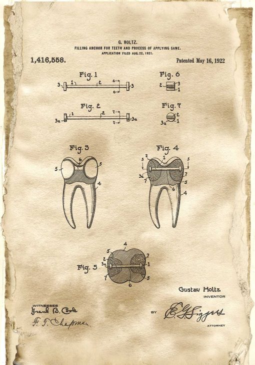 Plakat retro z patentem na kotwę do zęba