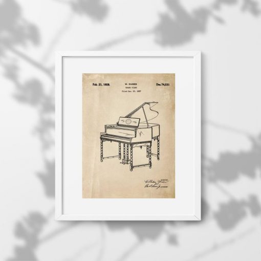 Plakat retro z pianinem -patent
