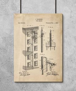 Plakat vintage - patent na wyjście pożarowe