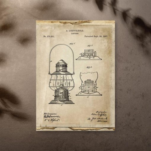 Plakat z patentem na latarnie do przedpokoju