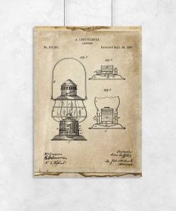 Plakat z patentem na latarnie do salonu