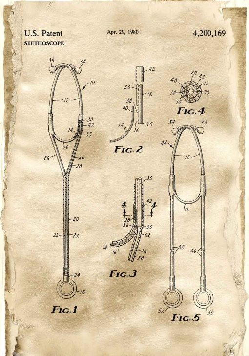 Plakat z patentem na stetoskop dla studenta