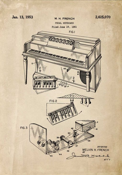 Poster z rysunkiem patentowym - Pianino