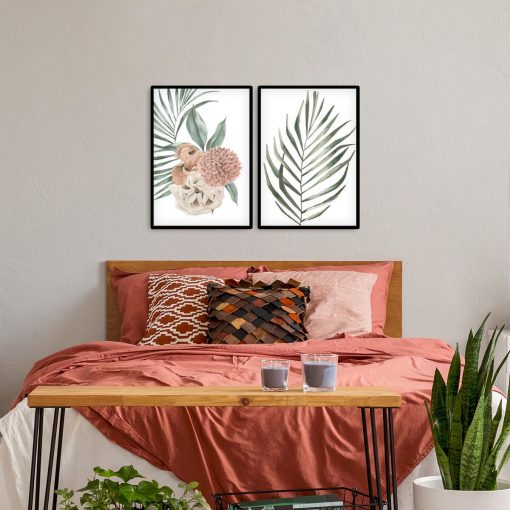 Dwa plakaty z tropikalnymi roślinami