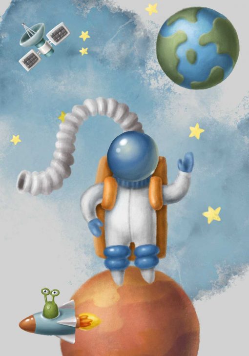 Plakat dla dzieci z astronautą