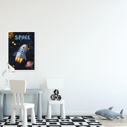 Plakat dla dziecka z rakietą