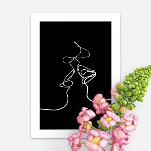 Plakat minimalistyczny ze szkicem kobiety i mężczyzny