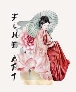 Plakat z japońską kobietą sztuki