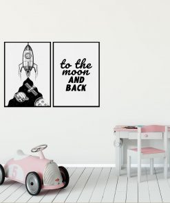 Plakaty dla dzieci z napisem: to the moon and back