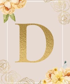 Plakat z literą i kwiatami