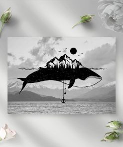 Plakat z motywem wieloryba do przedpokoju