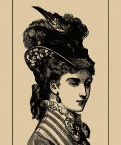 Plakat dama w kapeluszu - miedzioryt
