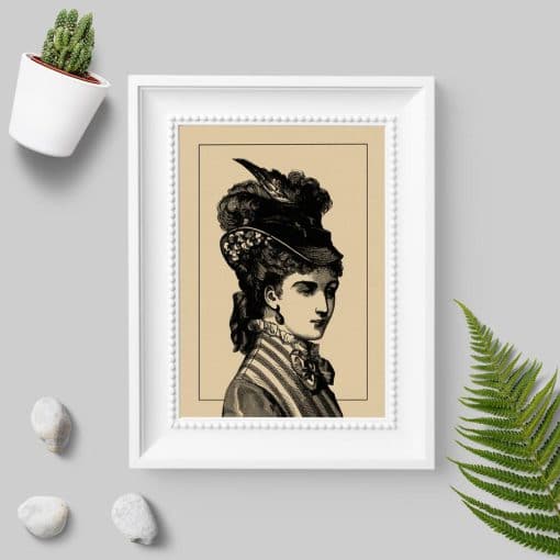 Plakat podobizna kobiety z XIX w. - miedzioryt