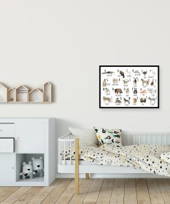 Plakat z alfabetem i zwierzakami do pokoju