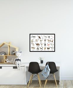 Plakat z alfabetem i zwierzakami do sali zabaw