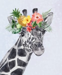 Plakat z fantazyjną żyrafą