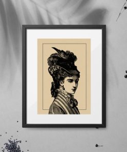 Plakat z portretem kobiety z XIX w. - miedzioryt