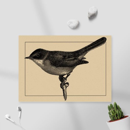 Szary ptaszek na plakacie do dekoracji poczekalni