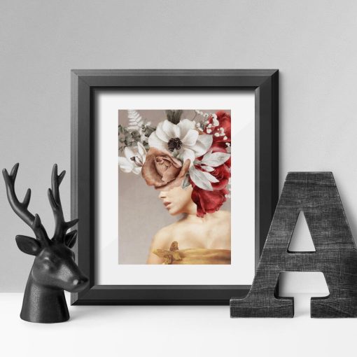 Plakat kobieta i kwiaty