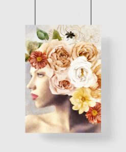 Plakat z kobietą i kwiatami do przedpokoju
