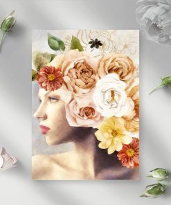 Plakat z kobietą i kwiatami do salonu